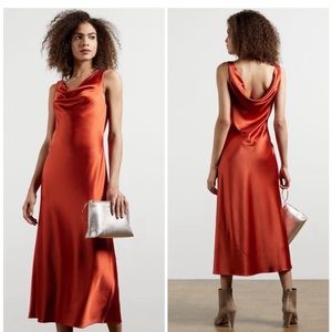 TED BAKER Kinseyy Cowl Neck Midi Slip Dress - Burnt Orange